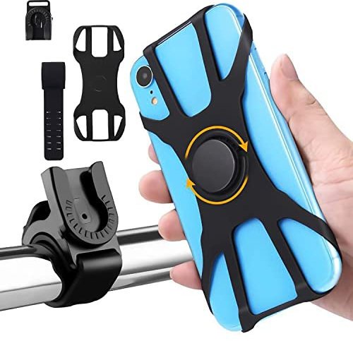 PFLYPF 1-teilige Fahrrad Handyhalterung, Motorrad Handy Navigationshalterung, Anti-Shake Fahrzeughalterung, 360° drehbare abnehmbare Silikonhalterung, passend für 4,5-7 Zoll Mobiltelefone
