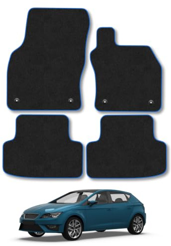 Seat Leon (2012-2020) Carpet Car Mats | Blue Edge Trim Tailored Fit Floor Mats Full Coverage Protection Accessories Easy Clean Anti Slip Made in the UK