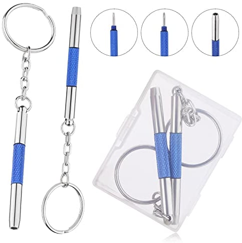 Abeillo 2 Stück Mini Brillen Schraubendreher, 3 in 1 Brillen-Reparatur-Schraubendreher Set Edelstahl Screwdriver Precision Kleines Schraubenzieher für Sonnenbrillen, Schmuck und Uhren Reparatur