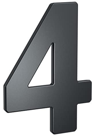 BASI | Hausnummern aus Stahl in Anthrazit | Zahlen 0-9 | Buchstaben a - c | inkl. Befestigungsmaterial | Ziffer 4