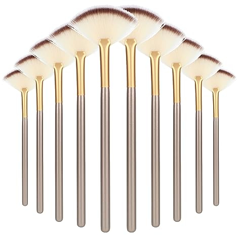 Amaxiu 10 Pièces Pinceaux Éventail Maquillage Pour Soins Du Visage, Manche En Bois Masque Brosse Facial Éventail Applicateur Brosse Pinceau Eventail Soin Visage Maquillage Pinceau Masque Crème