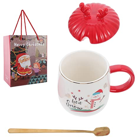 1 Set Christmas Cup Gift Box Espresso Mugs Drinking Glasses with Lids Cups with Lid Engraved Mug Ceramic Espresso Cup Water Tumbler with Lid Ceramics Christmas Water Cup Gift Cup Commemoration Day