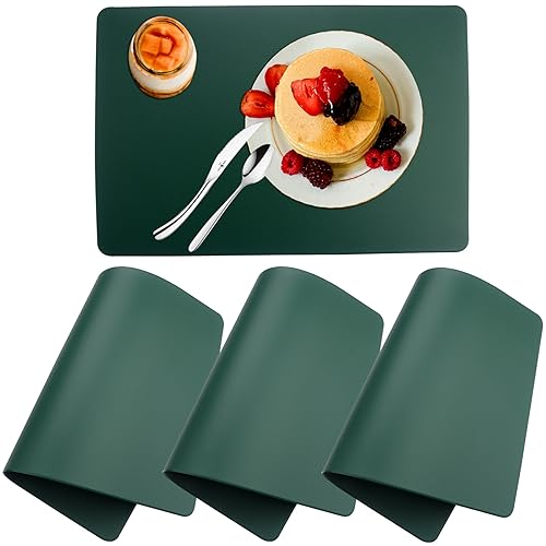 Roellgs cutlery mats, non-slip table mats, washable table mats, set of 4, heat-resistant insulated placemats, placemats for kitchen and dining room (Green)