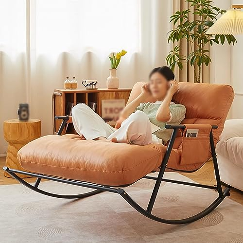 KUMIAO Modern Indoor/Outdoor Rocking Chair with Cushion & Armrests - Breathable Lounger for Bedroom, Garden, Camping - Zero Gravity Ergonomic Recliner