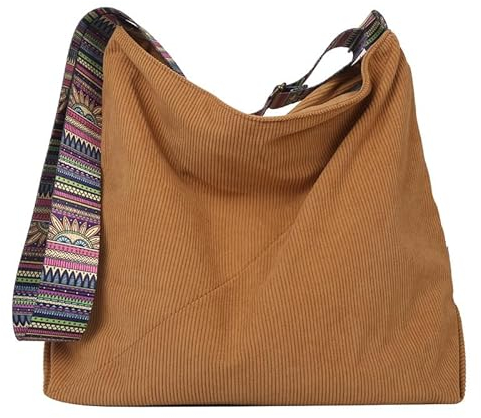 Johoxton Umhängetasche Damen Shopper Tasche Damen Handtasche Damen Umhängetasche Handtasche Damen Groß Beuteltasche Damen Cord Tasche Cordtaschen Damen (braun)