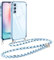 Vauki Coque pour Samsung Galaxy A24 4G avec Cordon de Collier, Galvanisé Etui Housse avec Motif Coeur d'amour, Antichoc Anti-Rayures Case avec Bandoulière pour Samsung A24 4G 6.5, Bleu