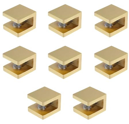 KUMGROT Lot de 8 pinces en laiton pour étagère de douche en verre - Support réglable pour étagère en verre de 8 à 10 mm - Doré