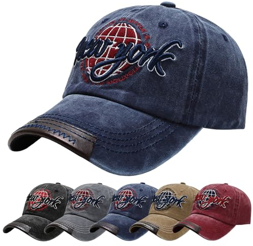 Baynetin Baseballkappe Herren Einstellbare Retro Baseball Hut, Baumwolle Sommerhut Sonnenhut Sportlicher Draußen Kappen Hüte Gestickte Verstellbar Sonnenschutz Basecap (Marineblau)