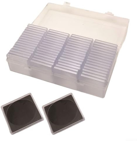 HEIBTENY Lot de 60 capsules pour pièces de monnaie, insert en mousse réglable, pour pièces de 20 à 40 mm de diamètre, avec boîte de rangement (noir)