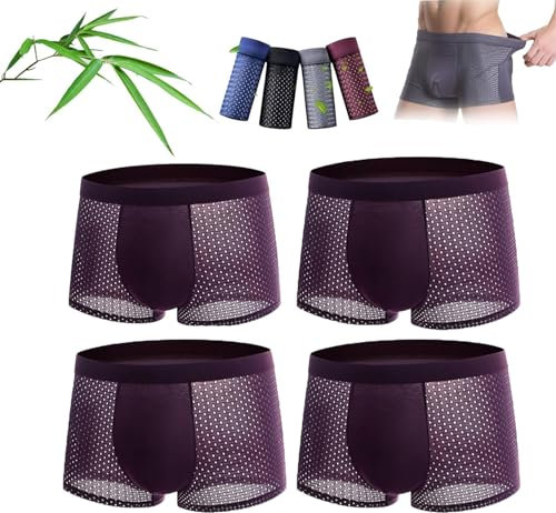 Eeiiey Bamboo Fiber Boxer Briefs,Bamboo Boxers,Bamboo Fiber Boxer Shorts,Box Hero Underwear,Nylon Breathable Men's Underwear,Bamboo Fibre Boxer Shorts - For All-Day Comfort (Red, L)