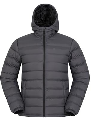 Mountain Warehouse Season Mens Padded Jacket - Water Resistant Puffer Coat, Lightweight, Warm, Lab Tested to -30C, Microfibre Filler - For Travelling, Walking Grey XS