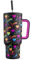 Meoky 40 oz Tumbler with Handle and Straw, Tumbler with Lid and Straw, Insulated Stainless Steel Travel Mug, 100% Leak-proof, Keeps Cold for 34 Hours (Rainbow Love)