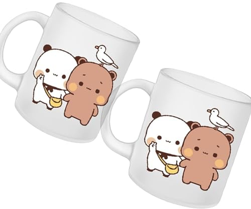 Generic Taza de café, taza de cerámica para amantes de Dubu, divertida taza de café impresa y Dubu, taza de té, taza de café clásica con leche y oso panda moca, regalos para parejas, IA30465OSKQSQ829