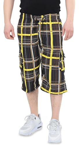 Ben Creek - Herren Capri Freizeithose - Bermuda Short für Freizeit & Alltag - Kurze 3/4 Wanderhose mit Gummizugbund - halblange Cargo mit Multitaschen QL05