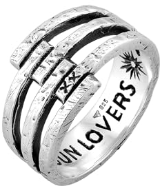 HG HAZE & GLORY Ring Herren aus 925 Sterling Silber, Schmuck Männer, Silberring oxidiert, Modern, Twisted Sun Lovers