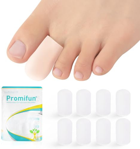 Promifun Soft-Gel-Zehenkappen–4 Pair Großzehenschutz für Männer und Frauen, gepolsterte Zehenkappen zur Linderung fehlender/eingewachsener Zehennägel, Hühneraugen, Blasen und Hammerzehen (M)