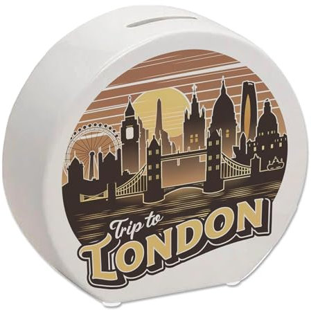 Trip to London - London Cityscape Spardose - Retro Design mit England Landmarks wie Big Ben Tower