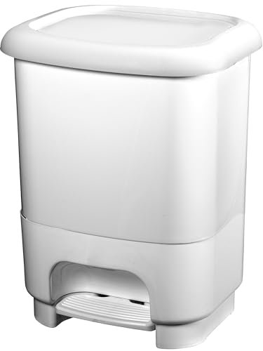 Hummelladen Mülleimer Treteimer 10 Liter eckig 27x23x32cm Weiss Kunststoff Klein separater Eimer Küche Büro Bad Pedaleimer Kosmetikeimer Papierkorb Abfalleimer Abfallbehälter Mülltonne Müll Mistkübel