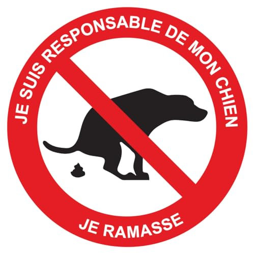 Ambiance Sticker Autocollant Panneau de Signalisation Adhesive Pipi de Chien Interdit Signalétique Laminé Plastifié Résistant à l'eau et aux UV - Ne pas Laisser les Chiens Uriner Rond - 10 cm ⌀