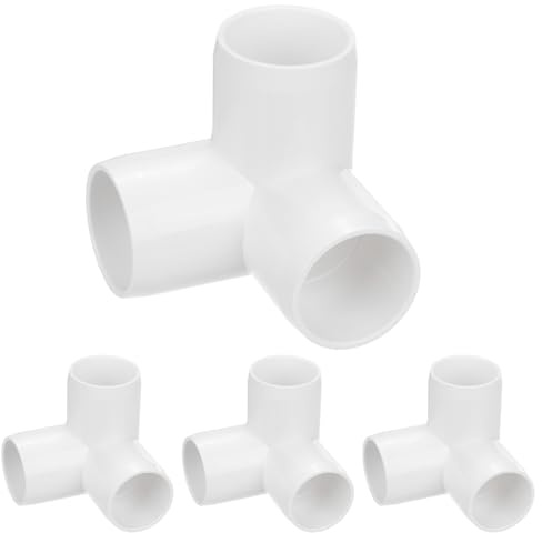 M METERXITY Lot de 4 Raccords en PVC, Connecteurs de Tuyaux en PVC de 1 Pouce à 3 Voies/Serres/Abri, Raccords de Tuyaux/Connexion de Tente, Coude en PVC [Blanc]