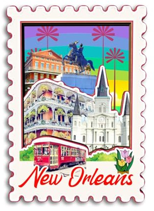 Quwsne Kühlschrankmagnet New Orleans Louisiana America Kühlschrankmagnet Stadt Reise Souvenirs Touristengeschenke 3D klassische Sehenswürdigkeiten handgefertigt Handwerk Heimdekoration -4236