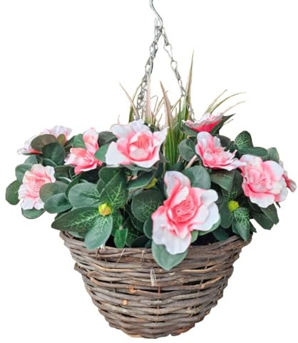 Best Artificial Azaleen-Hängekorb, 25,4 cm, geeignet für den Außenbereich, Rosa