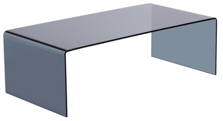 Vente-unique-Mesa de Centro de Vidrio Templado Curvado y Ahumado - Negro - Alonzo
