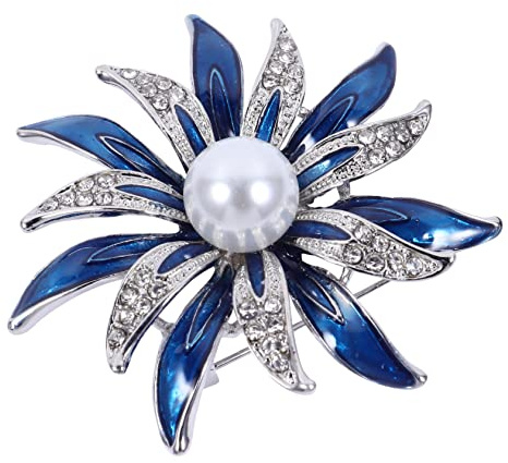 VALICLUD Emaille Blumenbrosche aus Legierung Silberfarben Filigraner Schmuckbroschenschmuck für Damen Vielseitiger Brustclip für Kleidung und Accessoires bei Hochzeiten und Partys