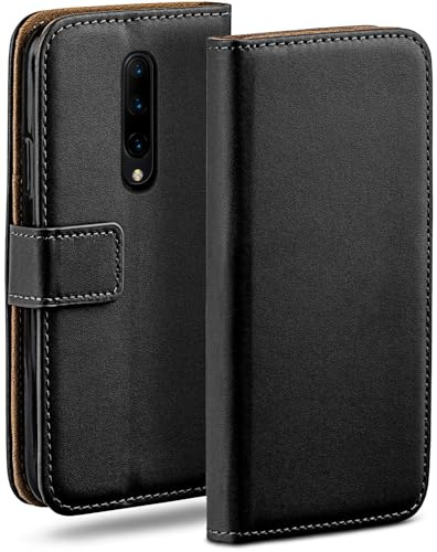 moex für OnePlus 8 Pro Hülle mit Kartenfach, Handyhülle klappbar 360 Grad Schutzhülle, PU Leder Handytasche OnePlus 8 Pro Klapphülle Flip Case, Schwarz