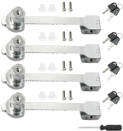Sliding Glass Door Ratchet Lock, 4PCS Reptile Vivarium Lock with Key | made of zinc alloy Terrarium Showcase Display Cabinet Sliding Glass Door Lock anti-corrosion, anti-rust