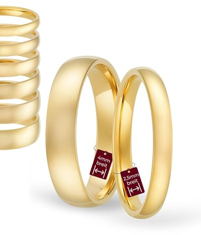 123traumringe Eheringe in 333 Gold Oberfläche poliert I Gravierbare Eheringe mit Ringgröße 50-72 mm I Damenring + Herrenring in verschiedenen Breiten I Edle Ringe zum Paarpreis in Juwelier-Qualität