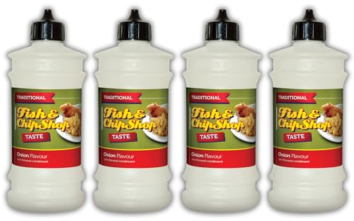 Traditional Chip Shop Onion Flavour Vinegar 4 x 315ml – Non-Brewed Condiment – Authentic Fish & Chip Shop Taste – Ready-to-Use Vinegar for Takeaways, BBQs & Home Use - 4 Pack