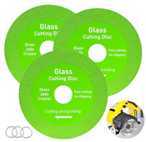 3 Pack Tile Cutting Disc for Angle Grinder 115x22.23mm with 3 PCS Washers | Cutting Discs Porcelain Cutting Disc for Glass Crystal Jade Tiles Rock Slab Ceramics Marble Grinder Discs Glass Cutting Disc