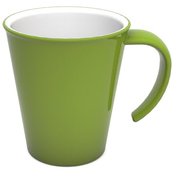 Ornamin Mehrweg-Kaffeepott 300 ml | leichter Kunststoffpott I offener Henkel | stapelbar, BPA-frei | langlebiges Geschirr Made in Germany (4, Grün, 300 ml)