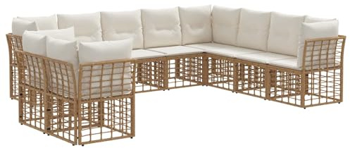 vidaXL Outdoor-Sofagarnitur Natur Polyester, Modularer, wetterfester Sofa-Set für den Garten, mit verstellbaren Füßen, stylisches Lounge-Mobiliar