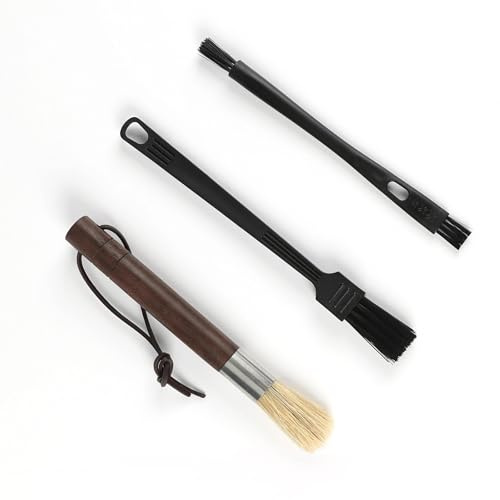 3 Pieces Coffee Grinder Cleaning Brush Set | Espresso Machine Cleaning Brush Tool with Wooden Handle and Bristles, Suitable for Barista, Home, Kitchen
