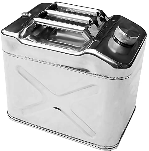 Winchmax Bidón de bidón de acero inoxidable pulido 304 de alta calidad, para combustible, gasolina, diésel o agua. Perfecto para carreras, aviación o uso marino. Patrón compacto.