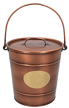 AKTIVE Seau à Glace en Métal avec Couvercle et Anse Effet Cuivre, Capacité 4,5 L, Design Vintage Idéal pour Les Boissons Fraîches dans Le Jardin, la Terrasse, Le Camping, Les Célébrations