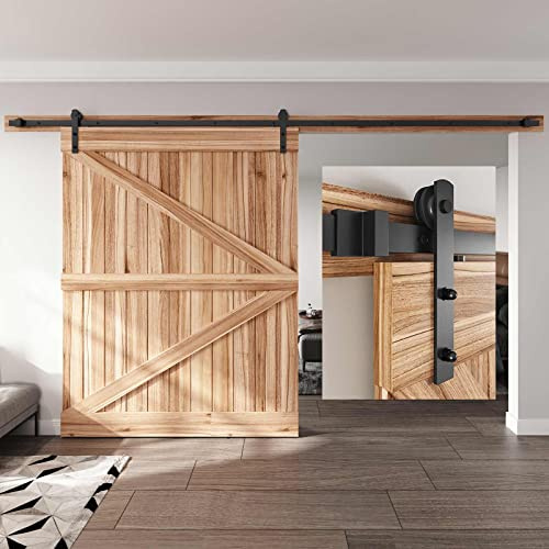 EaseLife 12 FT Heavy Duty Sliding Barn Door Hardware Track Kit,Straight Pulley,Slide Smoothly Quietly,Easy Install (12FT Track Kit for 72 Wide Single Door)