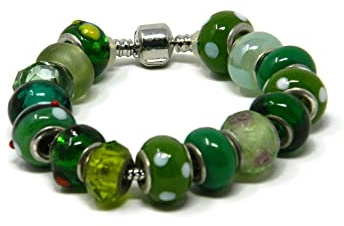 Bracciale donna componibile con rondelle di resina verde – Gioiello artigianale Made in Italy, metallo argentato nickel free, 19 cm – DodiGioielli