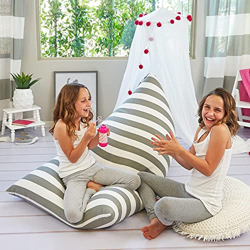 Butterfly Craze Sitzsackbezug, Bequeme Bodenliege für Jungen oder Mädchen, Füllung Nicht im Lieferumfang enthalten, grau gestreift