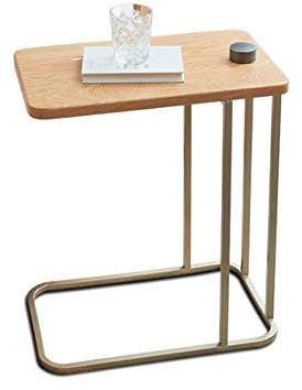 HANSHAN Küchentische Beistelltisch, Sofa Kaffee Tablett Eiche Couchtisch Ecktisch Couch Konsole Ständer TV Runde Snack C Tisch 20 × 12 × 23 Zoll Tablet-Halter