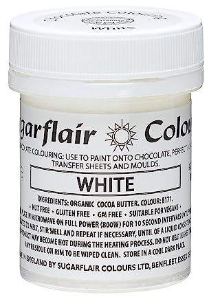 Colorante de chocolate blanco Sugarflair - Manteca de cacao coloreada para colorear chocolate o pintar directamente sobre chocolate, hojas de transferencia o moldes - 35g