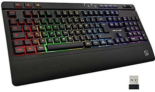 The G-Lab Clavier Gaming Sans Fil - Touches Membrane - AXS KEYZ-Titanium - Repose poignet et molette de Volume