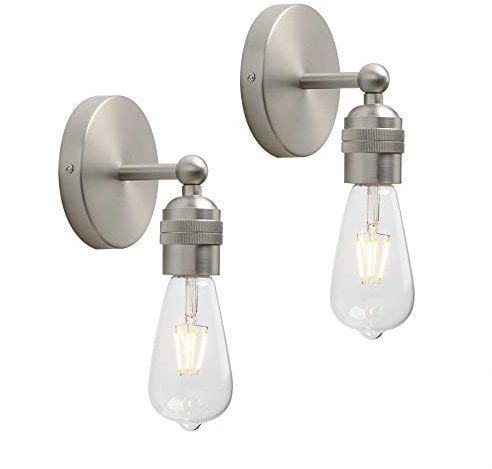 Yosoan 2pcs Vintage Sconce Wall Lights, Nordic Loft Edison Up/Down Wall Light Fittings, E27 Light Fixture for Restaurant Corridor Dining Room Kitchen Bedroom Cafe Bar (Brushed)