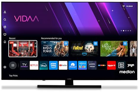 MEDION 108 cm (43 Zoll) QLED Fernseher (Smart-TV, Dolby Vision HDR, VIDAA Store, Prime Video, Disney+, DAZN, Paramount+, DTS X, Dolby Atmos, PVR, Bluetooth, MD 843600)