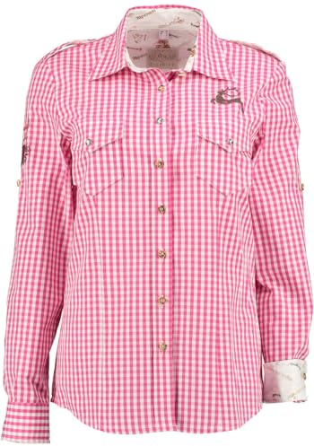 OS Trachten Damen Bluse Langarm Trachtenbluse mit Liegekragen Fronix