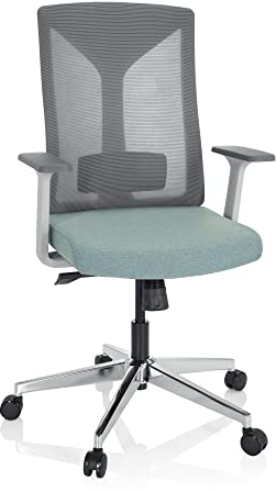 hjh OFFICE 751009 Profi Bürostuhl Halifax Stoff/Netz Mint Drehstuhl ergonomisch, Lordosenstütze verstellbar, Netzrücken