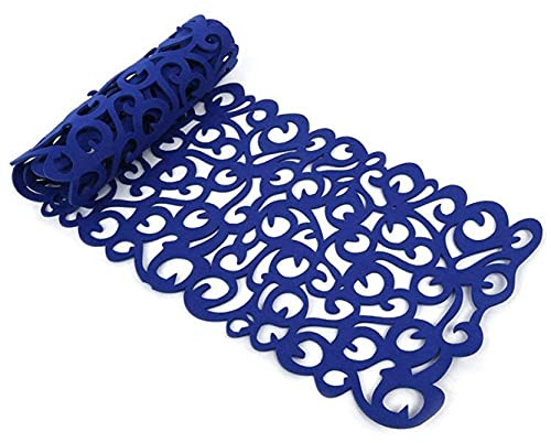 Anawakia Filz-Tischläufer Rechteck Hohl Filz Tischläufer Die Blume Hohl Tischband Tischdecke Eingelegtem Tischdecke 102 cm (Blau)