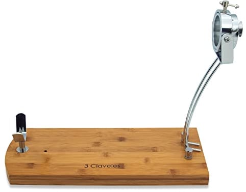 Soporte jamonero profesional plegable de madera y acero inoxidable antideslizante con sujeción tornillo ajustable